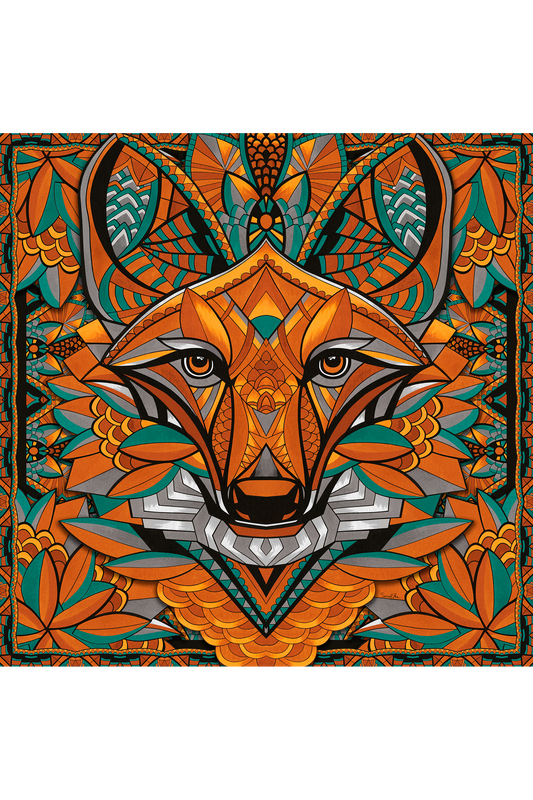   - Lenço Lobo-guará do Cerrado em cetim de seda | 110x110cm- Scarf Me 