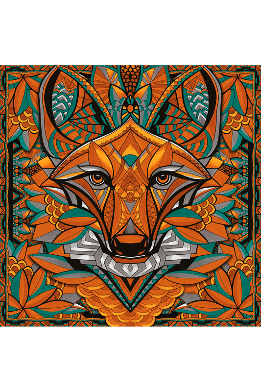   - Lenço Lobo-guará do Cerrado em twill de seda | 90x90cm- Scarf Me 