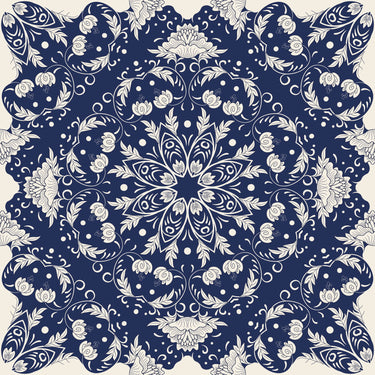   - Lenço Mandala Azulejo em cetim poliéster | 90x90cm- Scarf Me 