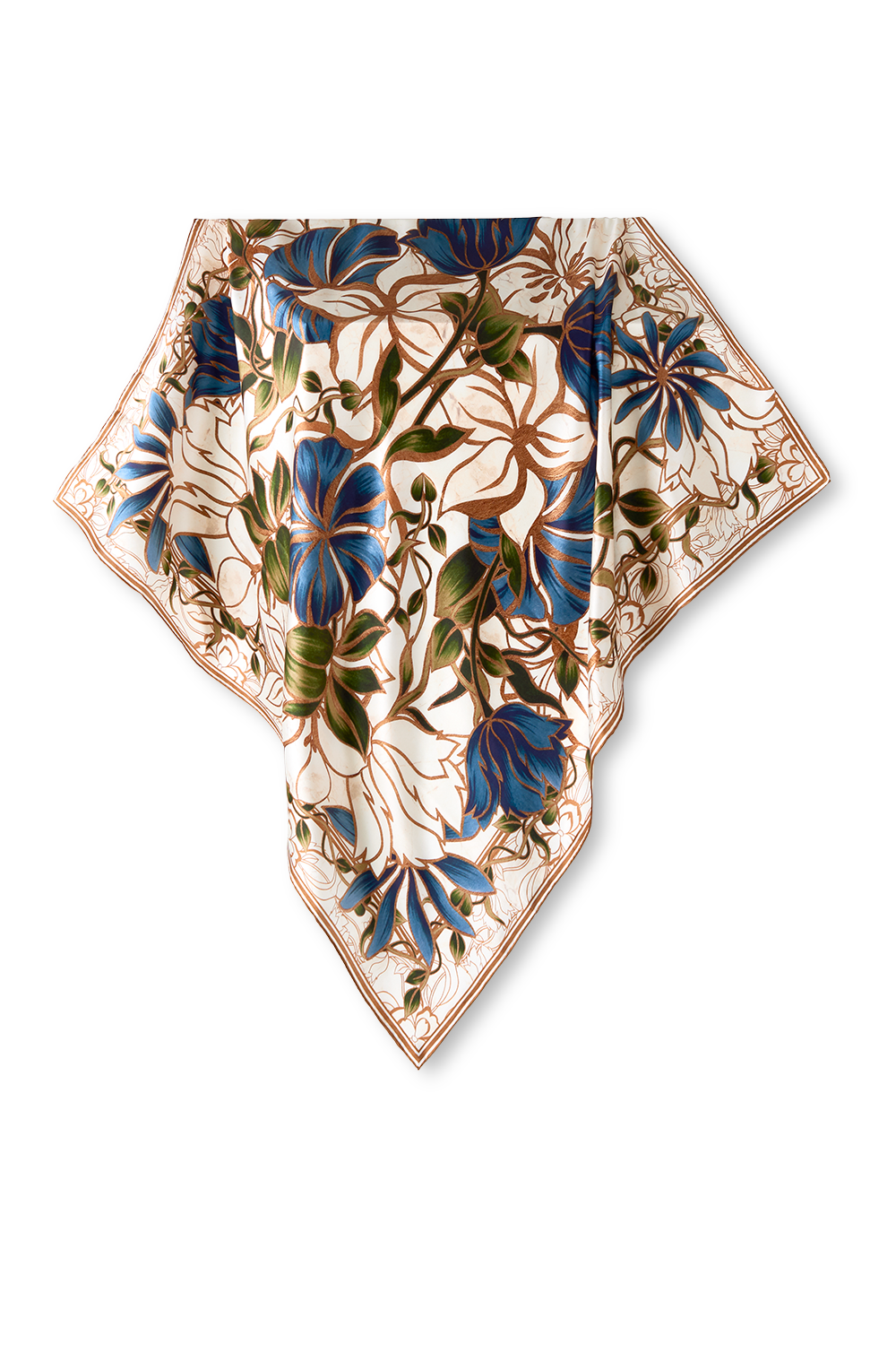 Marble Flowers double-sided scarf in silk satin | 90x90cm - Scarf Me