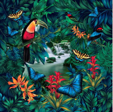 Max lenço Mata Atlântica verde em mousseline de seda | 130x130cm