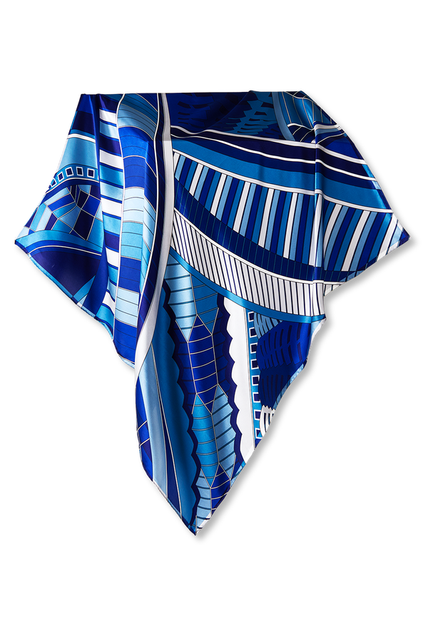 Modern Dubai blue double-sided scarf in silk satin | 90x90cm - Scarf Me