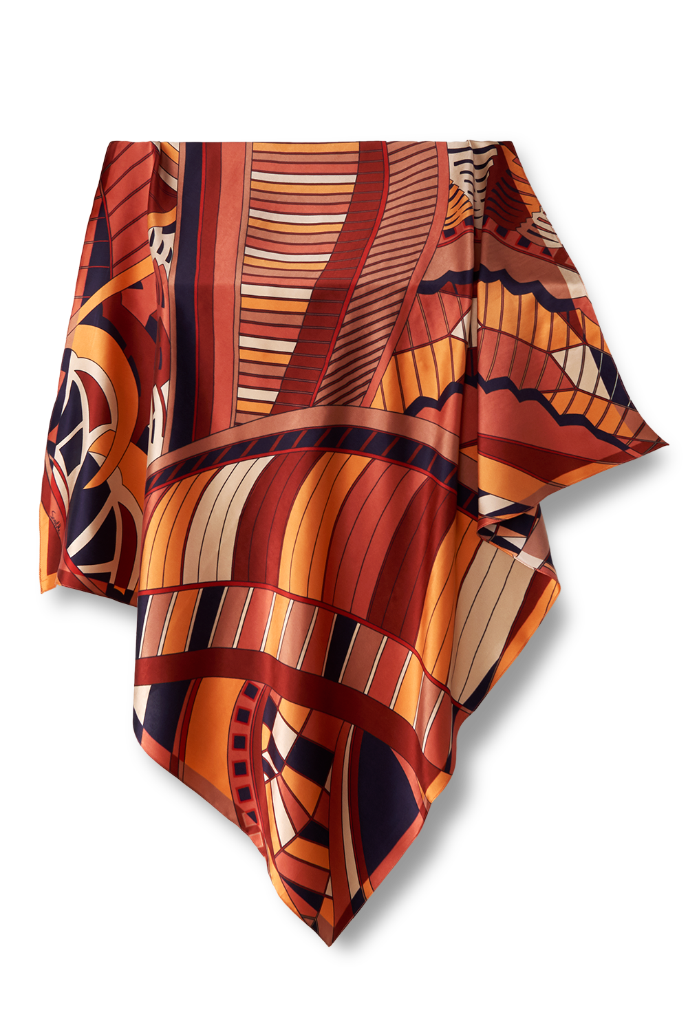   - Lenço Modern Dubai terroso em cetim de seda | 90x90cm- Scarf Me 
