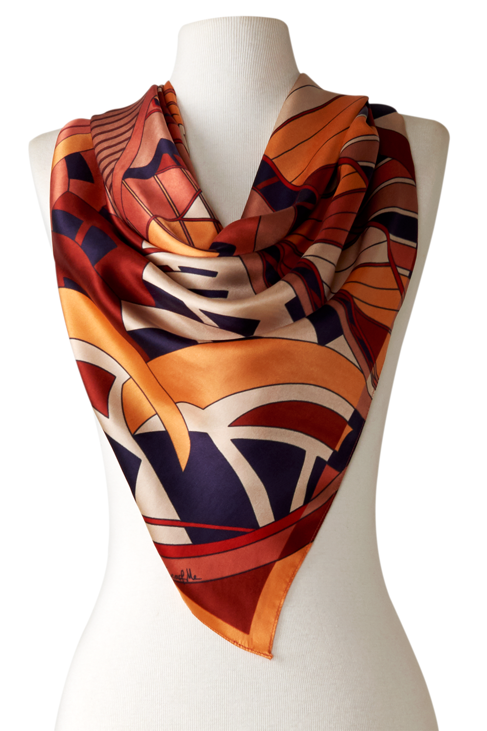   - Lenço Modern Dubai terroso em cetim de seda | 90x90cm- Scarf Me 