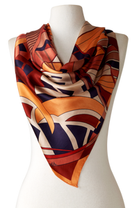   - Lenço Modern Dubai terroso em cetim de seda | 90x90cm- Scarf Me 
