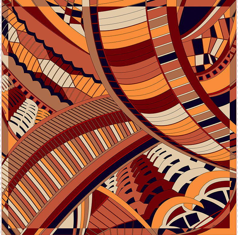   - Lenço Modern Dubai terroso em cetim poliéster | 50x50cm- Scarf Me 