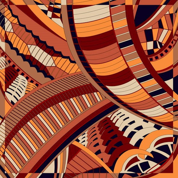   - Lenço Modern Dubai terroso em cetim poliéster | 90x90cm- Scarf Me 