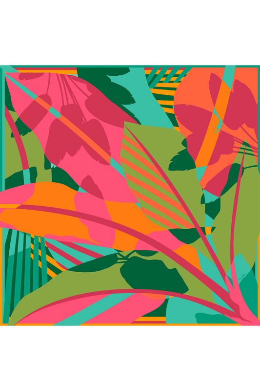   - Lenço Musa Tropical em cetim de poliéster | 50x50cm- Scarf Me 