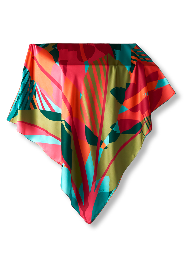   - Lenço Musa Tropical em cetim de poliéster | 90x90cm- Scarf Me 