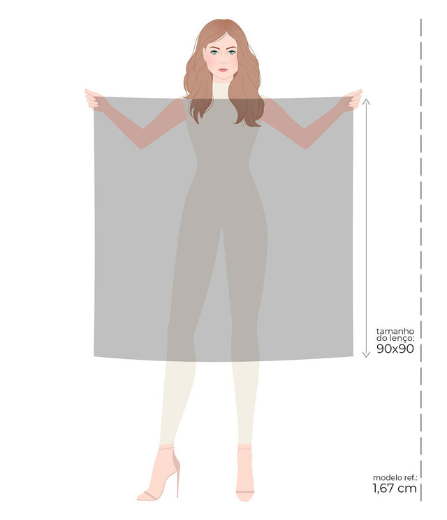   - Lenço Musa Tropical em cetim de poliéster | 90x90cm- Scarf Me 