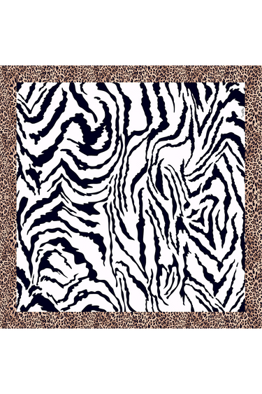   - Lenço Onça Zebra em cetim poliéster | 50x50cm- Scarf Me 