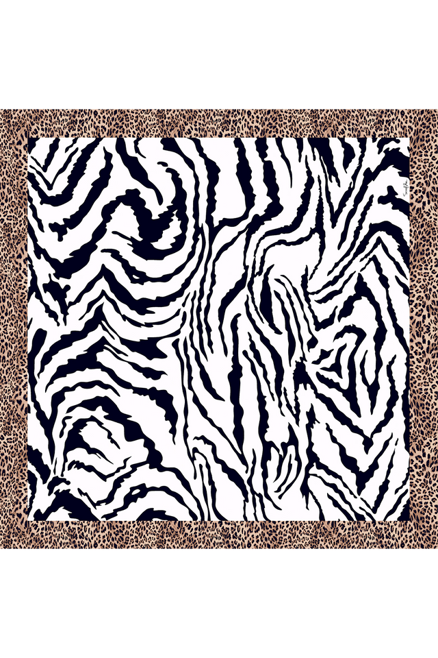   - Lenço Onça Zebra em cetim poliéster | 50x50cm- Scarf Me 