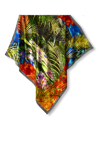   - Lenço Paisagem Amazônia em twill de seda | 90x90cm- Scarf Me 