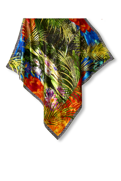   - Lenço Paisagem Amazônia em twill de seda | 90x90cm- Scarf Me 