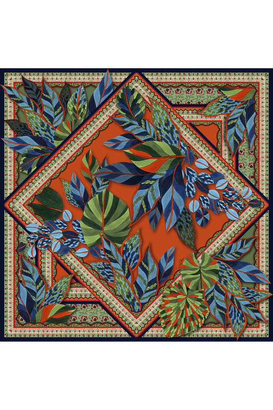   - Lenço Pantanal em twill de seda | 65x65cm- Scarf Me 