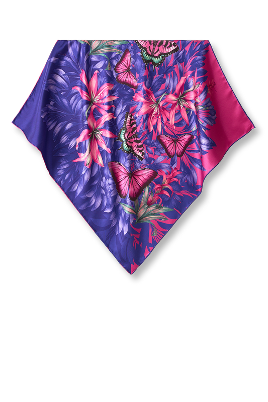   - Lenço Pink Purple em twill de seda | 65x65cm- Scarf Me 