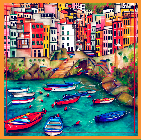   - Lenço Positano em cetim poliéster | 50x50cm- Scarf Me 