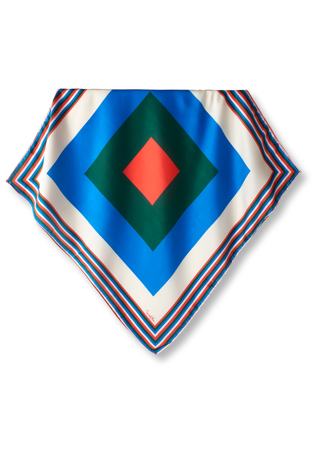   - Lenço Quadrado Listras em cetim poliéster | 50x50cm- Scarf Me 
