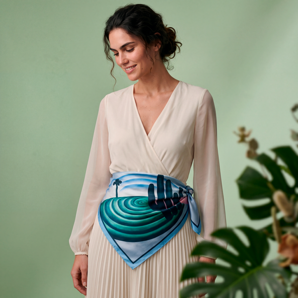 Distância double-sided scarf in silk satin | 90x90cm