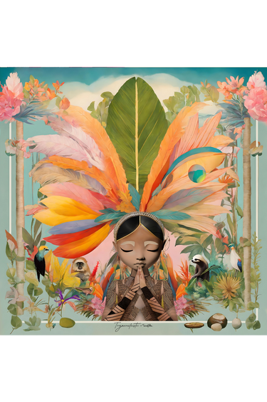  - Lenço Toymanifesto Guardiã da floresta em cetim de seda | 65x65cm- Scarf Me 