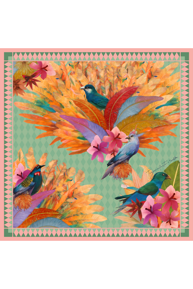   - Lenço Toymanifesto Guardiã dos portais em cetim de poliéster | 70x70cm- Scarf Me 