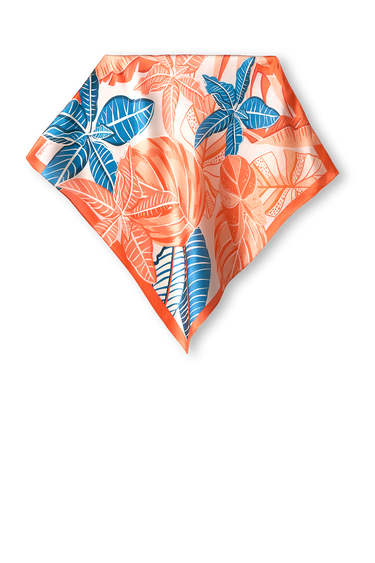   - Lenço Tropical Diurno em cetim de seda | 40x40cm- Scarf Me 