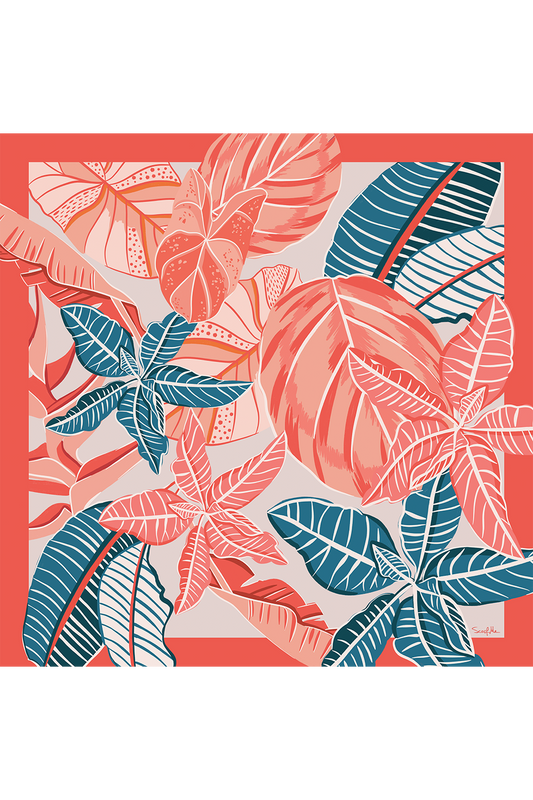   - Lenço Tropical Diurno em cetim de seda | 90x90cm- Scarf Me 