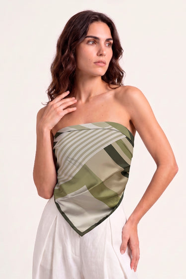 Lenço Chemise Toujours verde em cetim de poliéster | 90x90cm