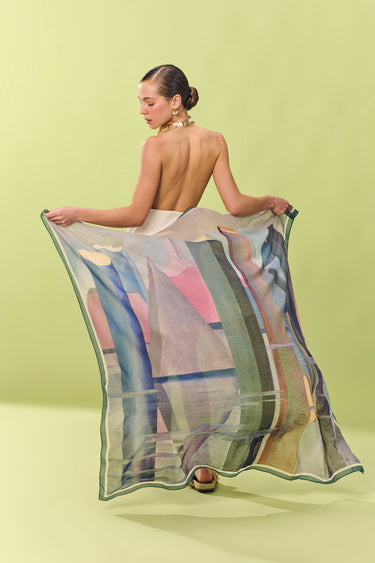 Max lenço Calmaria II em mousseline de seda | 130x130cm