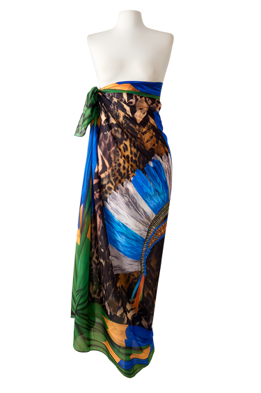   - Max lenço Brasil Cocar em mousseline de poliéster | 130x130cm- Scarf Me 