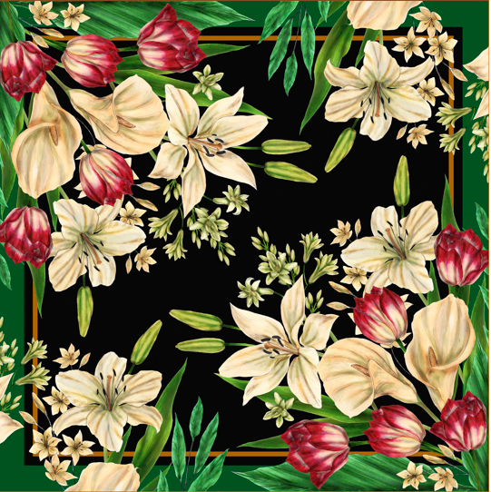   - Max lenço Daniela em mousseline de seda | 130x130cm- Scarf Me 