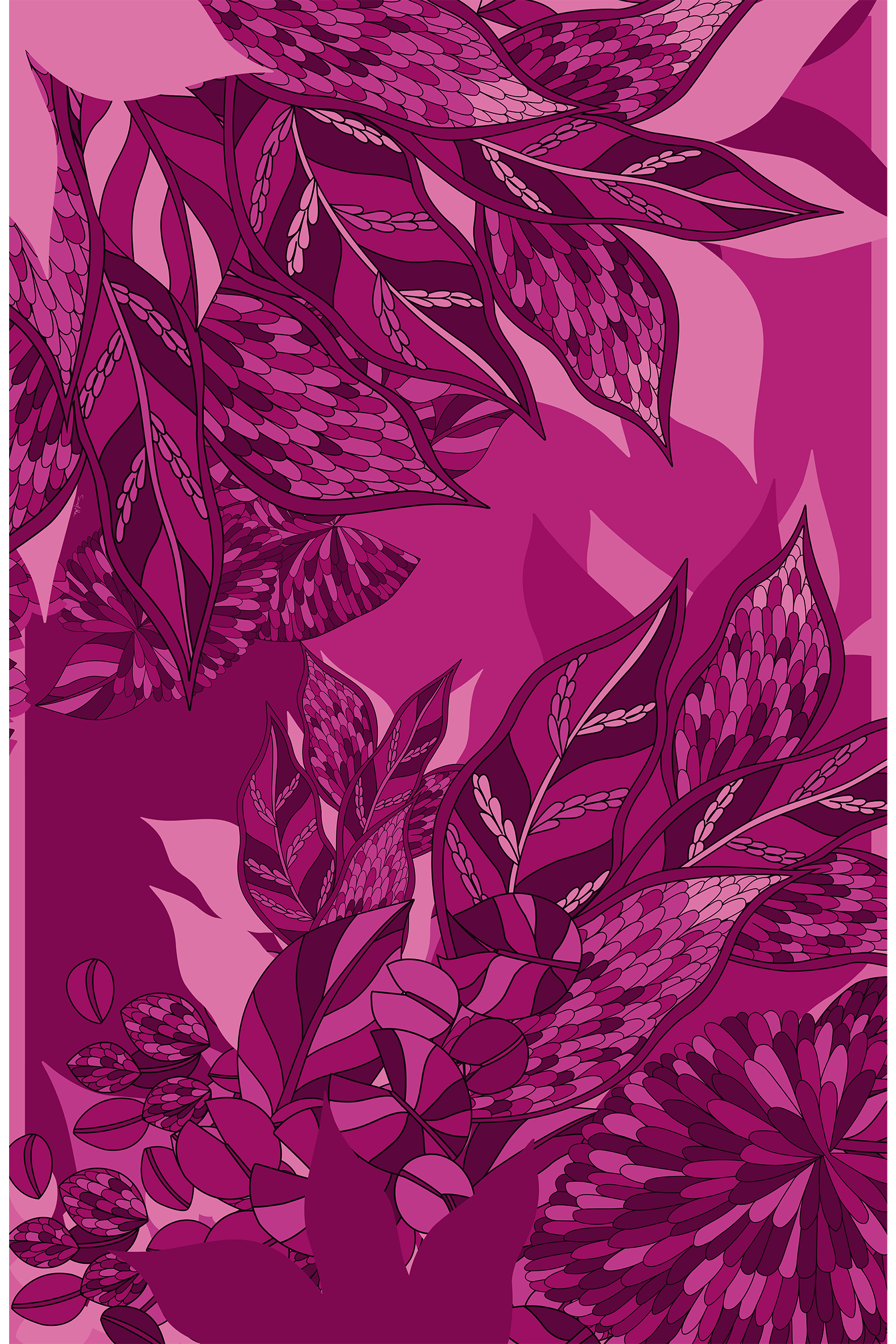 Panneau Ramos de Púrpura pink in polyester georgette | 130x200cm