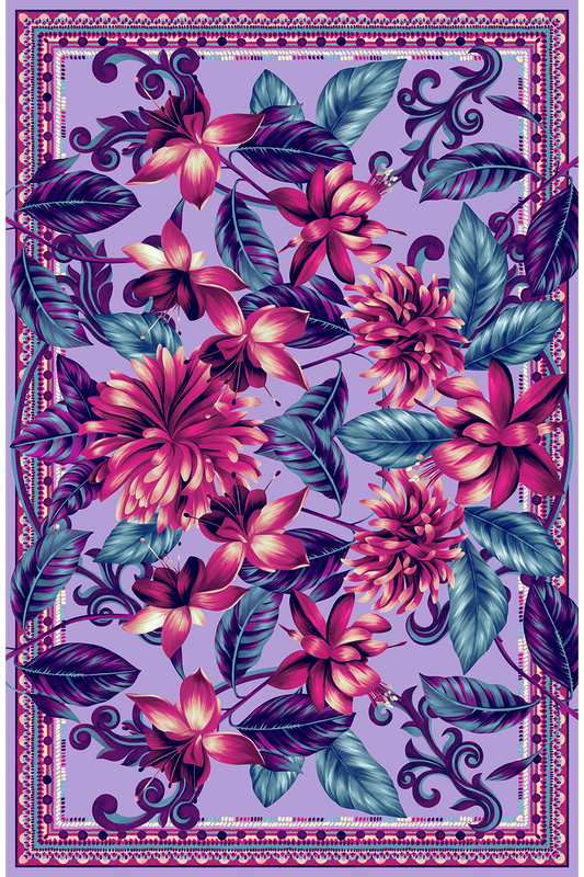   - Panneau Flor Flamingo lavanda em viscose | 130x200cm- Scarf Me 