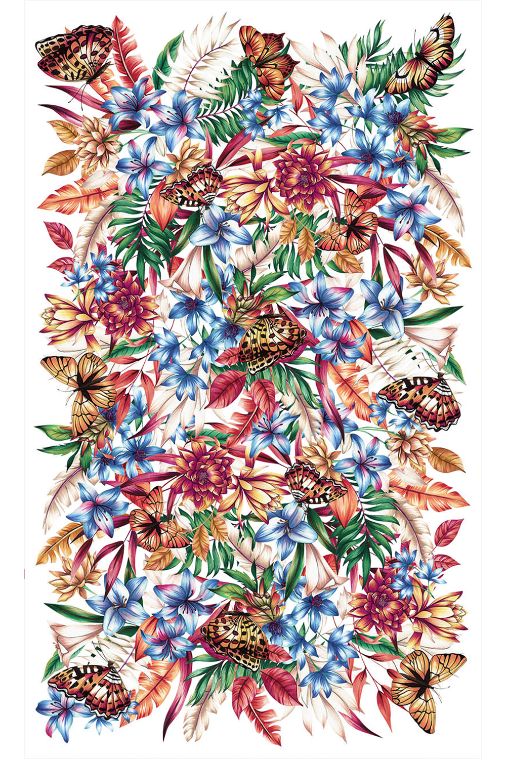 Flora Light double-sided pareo in silk satin | 130x200cm - Scarf Me