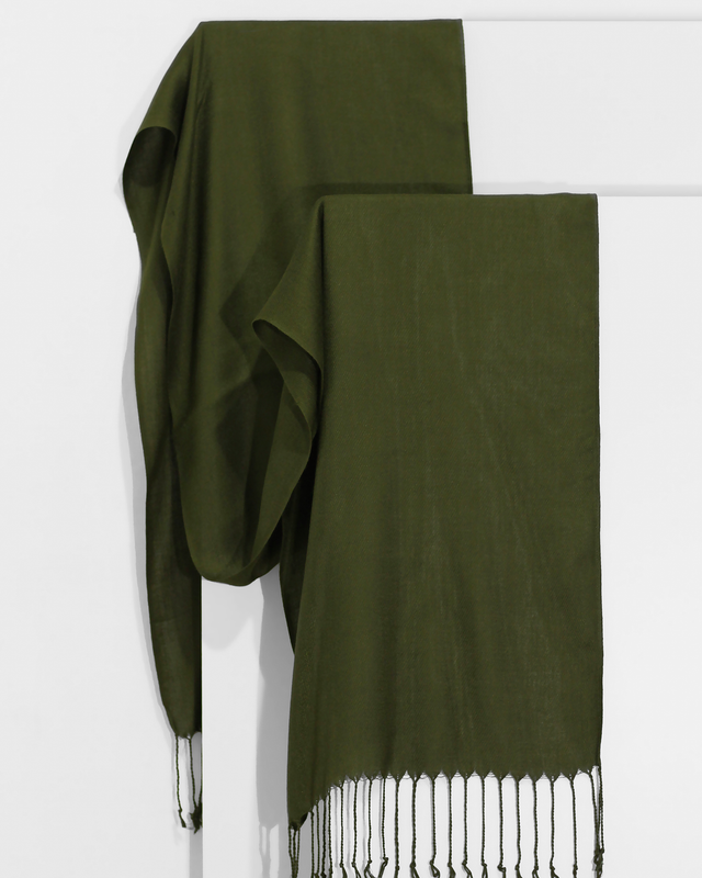   - Pashmina Leve de viscose verde militar | 35x180cm- Scarf Me 