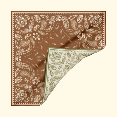 Lenço estampa Double Face Penas em twill de seda | 110x110cm