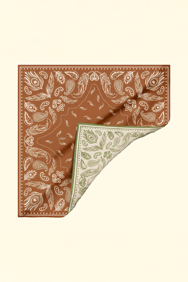 Lenço estampa Double Face Penas em twill de seda | 110x110cm