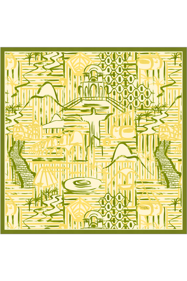 Lenço Pinceladas da Cidade em cetim de poliéster | 50x50cm