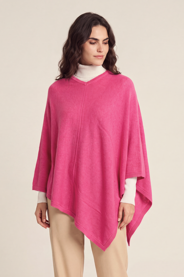 Poncho de cashmere rosa