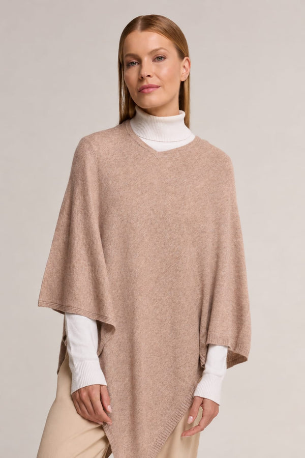 Poncho de puro cashmere madeira