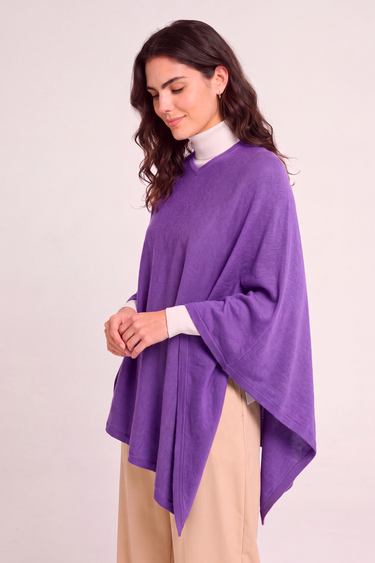Poncho de cashmere roxo