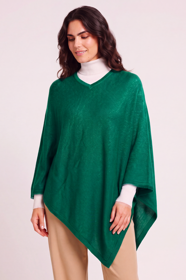 Poncho de cashmere verde