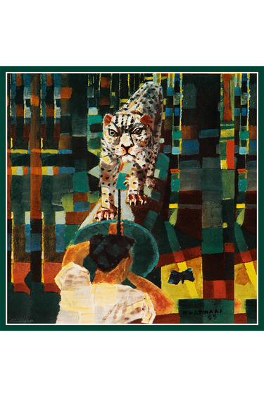 Max lenço A Onça em mousseline de seda | 130x130cm