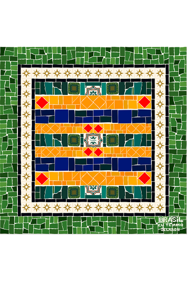 Lenço Escadaria verde em cetim de poliéster | 70x70cm