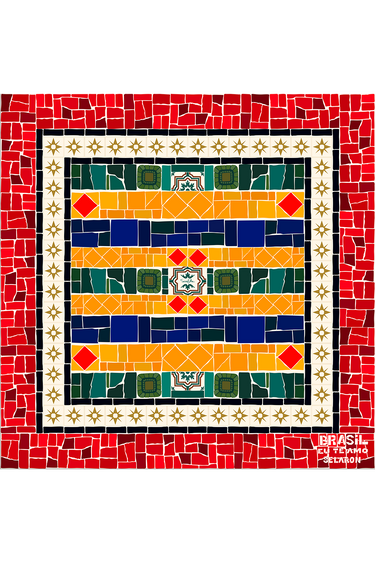Lenço Escadaria em cetim de poliéster | 70x70cm