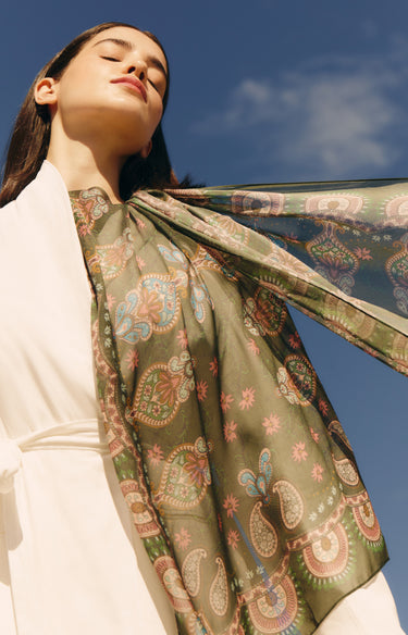 PRÉ-VENDA - Echarpe Oriental em mousseline de seda | 60x210cm