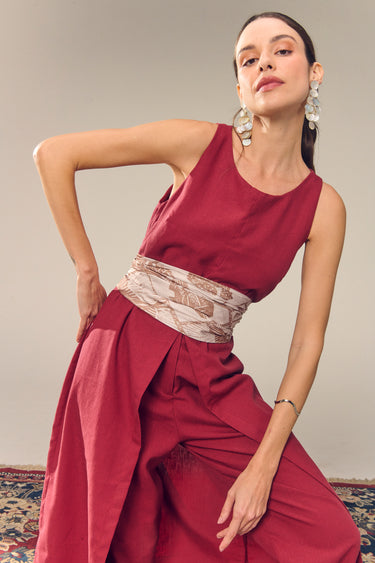 Lenço double face Ancestralidade off white em cetim de seda | 90x90cm