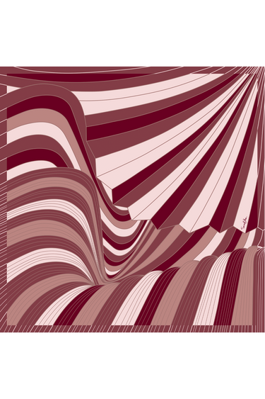 Lenço Tropical Gráfico marsala em cetim de seda | 90x90cm