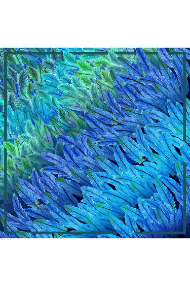 Max lenço Plumas Tropicais em mousseline de seda | 130x130cm