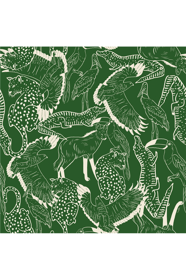 Lenço double face Silhuetas em cetim de seda | 110x110cm